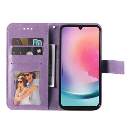 7-petal Flowers Embossing Leather Phone Case, For Samsung Galaxy A24 4G