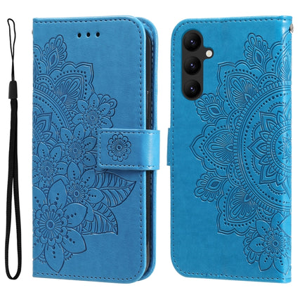 7-petal Flowers Embossing Leather Phone Case, For Samsung Galaxy A24 4G