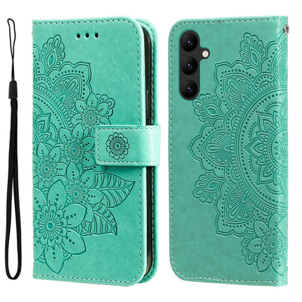 7-petal Flowers Embossing Leather Phone Case, For Samsung Galaxy A24 4G