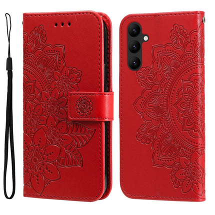 7-petal Flowers Embossing Leather Phone Case, For Samsung Galaxy A24 4G