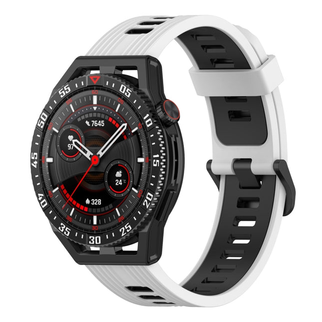 22mm Two-color Stripe Silicone Watch Band, For Huawei Watch GT 3 SE