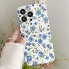 For iPhone 13 Pro / White Backgroud Blue Flower