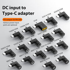 65W DC Input to USB-C / Type-C PD Power Adapter, 7.9x0.9mm, 7.4x0.6mm, For Lenovo Square Port, 6.5x1.4mm, 6.3x3.0mm, 5.5x2.5mm, 5.5x2.1mm, 5.5x1.7mm, 5.5x1.0mm, 4.8x1.7mm, 4.0x1.7mm, 4.0x13.5mm, 4.5x0.6mm, 3.5x1.35mm, 2.5x0.7mm, 6.0x3.7mm, 3.0x1.1mm