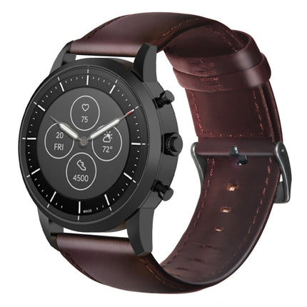 Oil Wax Genuine Leather Watch Band, For Fossil Men Gen 4 Explorist HR, For Fossil Hybrid Smartwatch HR, For Fossil Gen 5 Carlyle / Julianna / Garrett / Carlyle HR, For Huawei Watch GT 2 46mm, For Huawei Watch GT 2e, For Huawei Watch GT 42mm / 46mm