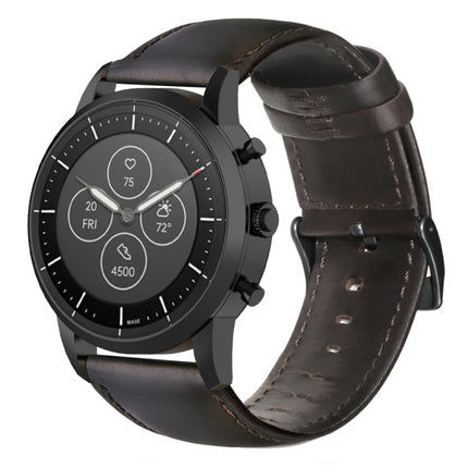 Oil Wax Genuine Leather Watch Band, For Fossil Men Gen 4 Explorist HR, For Fossil Hybrid Smartwatch HR, For Fossil Gen 5 Carlyle / Julianna / Garrett / Carlyle HR, For Huawei Watch GT 2 46mm, For Huawei Watch GT 2e, For Huawei Watch GT 42mm / 46mm