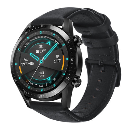 Oil Wax Genuine Leather Watch Band, For Fossil Men Gen 4 Explorist HR, For Fossil Hybrid Smartwatch HR, For Fossil Gen 5 Carlyle / Julianna / Garrett / Carlyle HR, For Huawei Watch GT 2 46mm, For Huawei Watch GT 2e, For Huawei Watch GT 42mm / 46mm