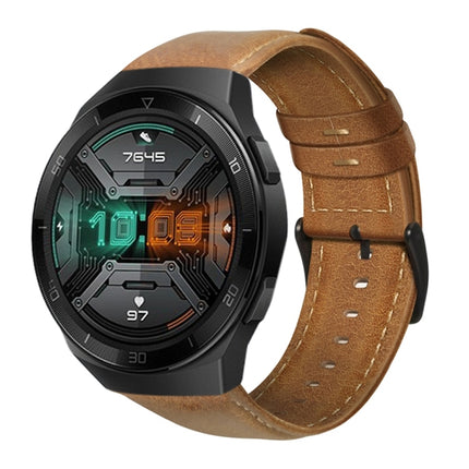 Oil Wax Genuine Leather Watch Band, For Fossil Men Gen 4 Explorist HR, For Fossil Hybrid Smartwatch HR, For Fossil Gen 5 Carlyle / Julianna / Garrett / Carlyle HR, For Huawei Watch GT 2 46mm, For Huawei Watch GT 2e, For Huawei Watch GT 42mm / 46mm
