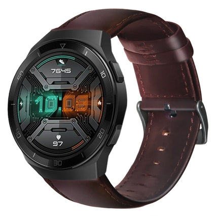 Oil Wax Genuine Leather Watch Band, For Fossil Men Gen 4 Explorist HR, For Fossil Hybrid Smartwatch HR, For Fossil Gen 5 Carlyle / Julianna / Garrett / Carlyle HR, For Huawei Watch GT 2 46mm, For Huawei Watch GT 2e, For Huawei Watch GT 42mm / 46mm