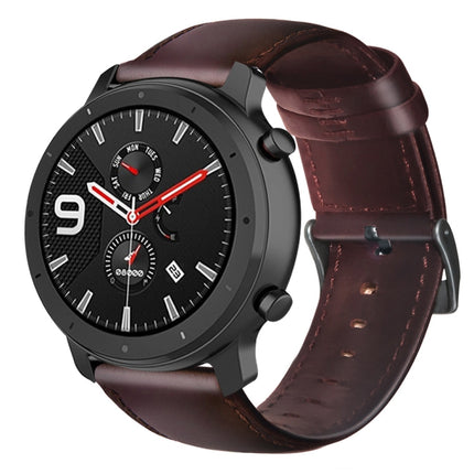 Oil Wax Genuine Leather Watch Band, For Amazfit GTR 47mm / Pace / Stratos, For Amazfit 2 Stratos, For Ticwatch Pro / E2 / S2, For Pebble Gen 1, For Pebble Time