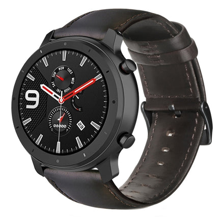 Oil Wax Genuine Leather Watch Band, For Amazfit GTR 47mm / Pace / Stratos, For Amazfit 2 Stratos, For Ticwatch Pro / E2 / S2, For Pebble Gen 1, For Pebble Time