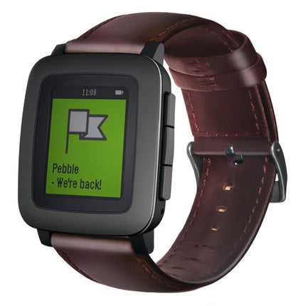 Oil Wax Genuine Leather Watch Band, For Amazfit GTR 47mm / Pace / Stratos, For Amazfit 2 Stratos, For Ticwatch Pro / E2 / S2, For Pebble Gen 1, For Pebble Time