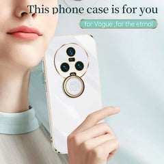 XINLI Straight Edge 6D Electroplate TPU Phone Case with Ring Holder, For Honor Magic5 5G, For Honor Magic5 Pro 5G, For Honor X7a 2023