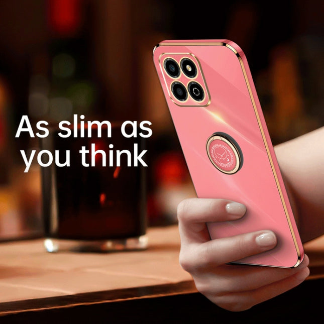 XINLI Straight Edge 6D Electroplate TPU Phone Case with Ring Holder