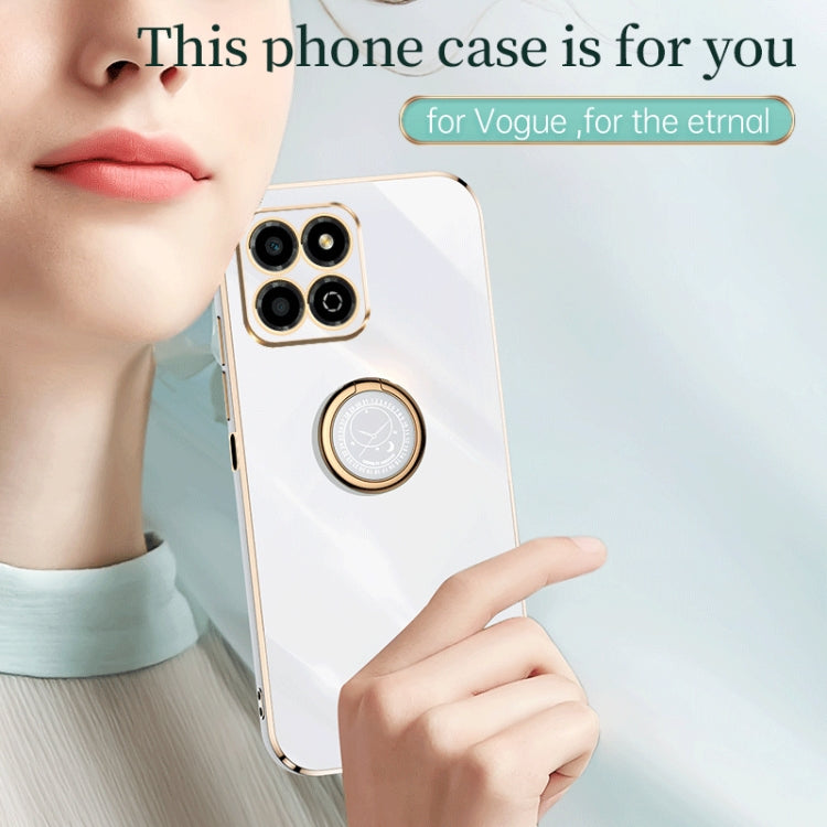 XINLI Straight Edge 6D Electroplate TPU Phone Case with Ring Holder, For Honor X8a 2023, For Honor X9a 5G, For Huawei nova Y61