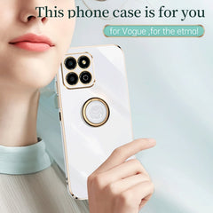 XINLI Straight Edge 6D Electroplate TPU Phone Case with Ring Holder, For Honor X8a 2023, For Honor X9a 5G, For Huawei nova Y61