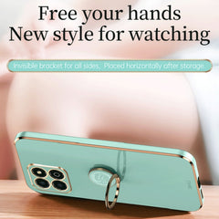 XINLI Straight Edge 6D Electroplate TPU Phone Case with Ring Holder, For Honor X8a 2023, For Honor X9a 5G, For Huawei nova Y61