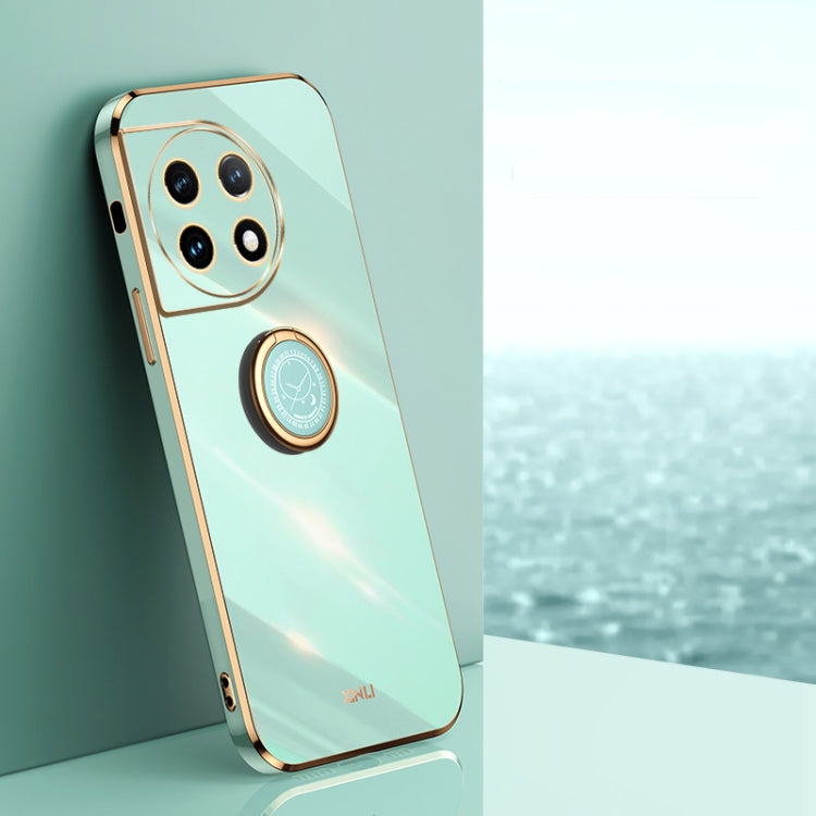 XINLI Straight Edge 6D Electroplate TPU Phone Case with Ring Holder, For OnePlus 11, For OnePlus Ace 2, For Realme GT Neo 5