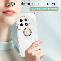 XINLI Straight Edge 6D Electroplate TPU Phone Case with Ring Holder, For OnePlus 11, For OnePlus Ace 2, For Realme GT Neo 5