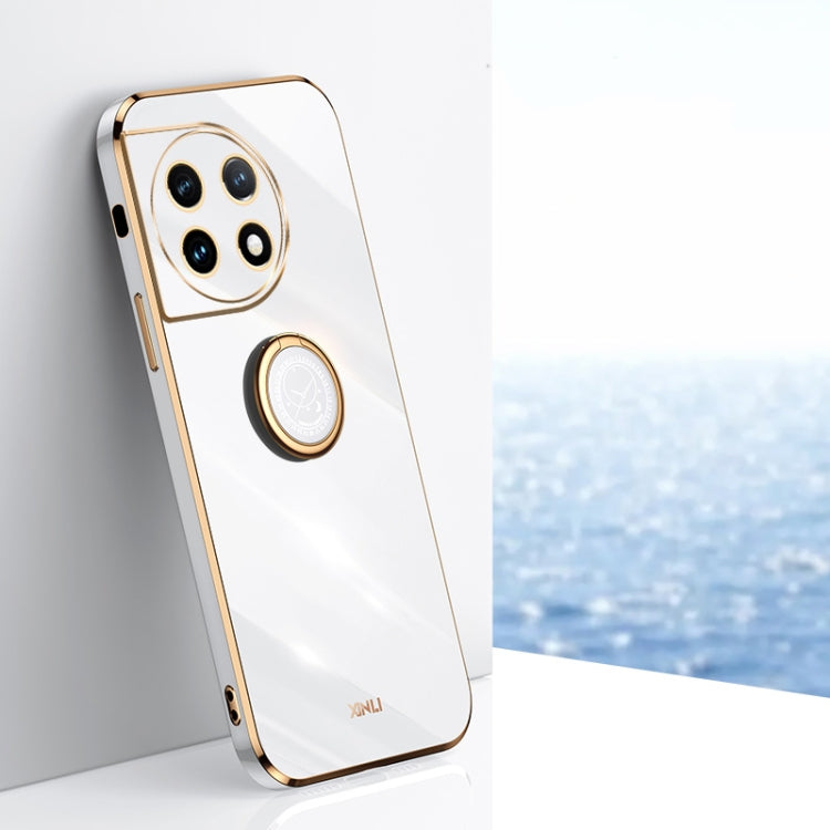 XINLI Straight Edge 6D Electroplate TPU Phone Case with Ring Holder, For OnePlus 11, For OnePlus Ace 2, For Realme GT Neo 5