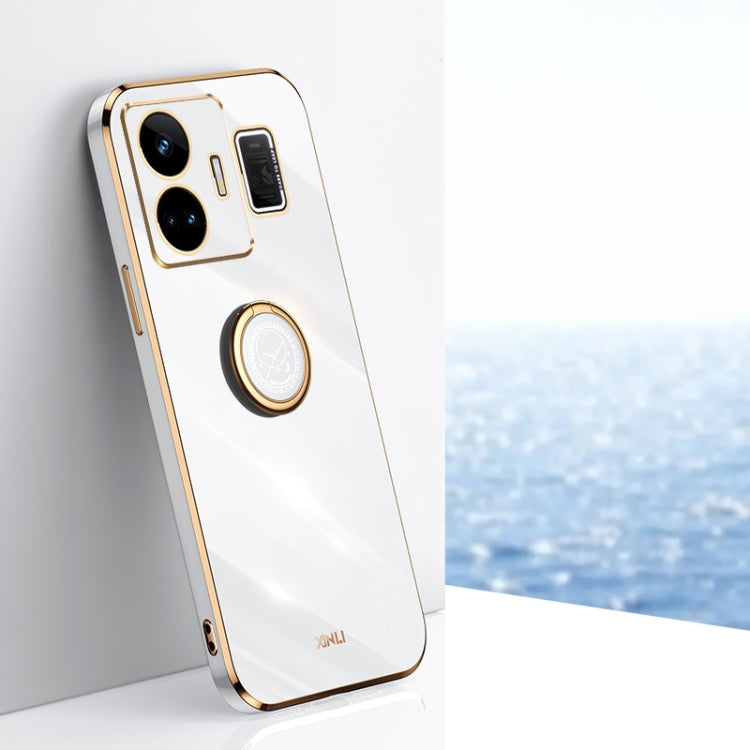 XINLI Straight Edge 6D Electroplate TPU Phone Case with Ring Holder, For OnePlus 11, For OnePlus Ace 2, For Realme GT Neo 5