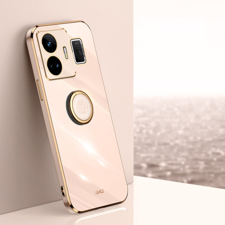 XINLI Straight Edge 6D Electroplate TPU Phone Case with Ring Holder, For OnePlus 11, For OnePlus Ace 2, For Realme GT Neo 5