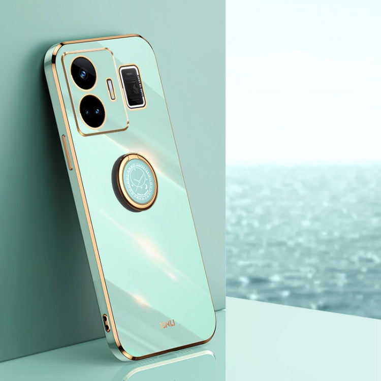 XINLI Straight Edge 6D Electroplate TPU Phone Case with Ring Holder, For OnePlus 11, For OnePlus Ace 2, For Realme GT Neo 5