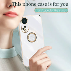 XINLI Straight Edge 6D Electroplate TPU Phone Case with Ring Holder, For OPPO Reno8 T 5G, For vivo Y100, For Samsung Galaxy A24 4G