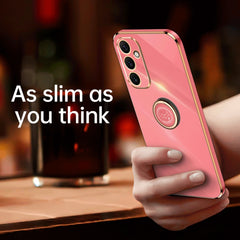 XINLI Straight Edge 6D Electroplate TPU Phone Case with Ring Holder, For Samsung Galaxy A34 5G