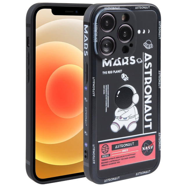 Astronaut Pattern Silicone Straight Edge Phone Case, For iPhone 13 Pro Max, For iPhone 12, For iPhone 12 Pro