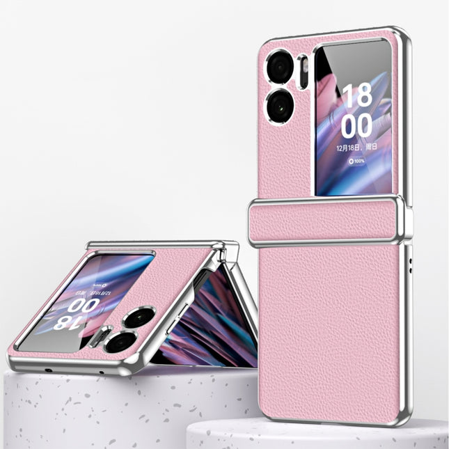 Litchi Pattern Electroplating Frame Magnetic Phone Case, For OPPO Find N2 Flip