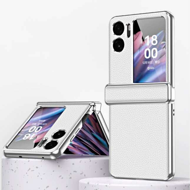 Litchi Pattern Electroplating Frame Magnetic Phone Case, For OPPO Find N2 Flip