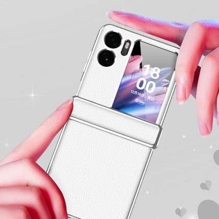 Litchi Pattern Electroplating Frame Magnetic Phone Case, For OPPO Find N2 Flip