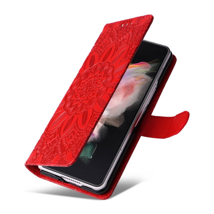 Embossed Sunflower Leather Phone Case, For Samsung Galaxy Z Fold3 5G, For Samsung Galaxy Z Fold4 5G, For Samsung Galaxy Z Flip3 5G, For Samsung Galaxy Z Flip4 5G