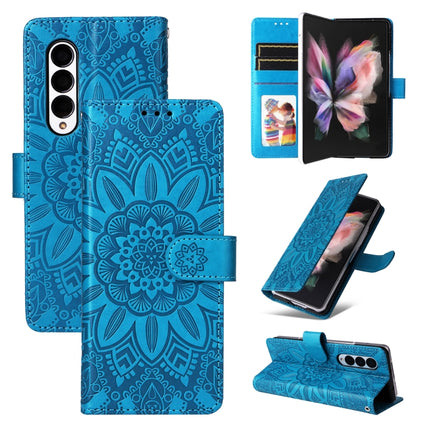 Embossed Sunflower Leather Phone Case, For Samsung Galaxy Z Fold3 5G, For Samsung Galaxy Z Fold4 5G, For Samsung Galaxy Z Flip3 5G, For Samsung Galaxy Z Flip4 5G