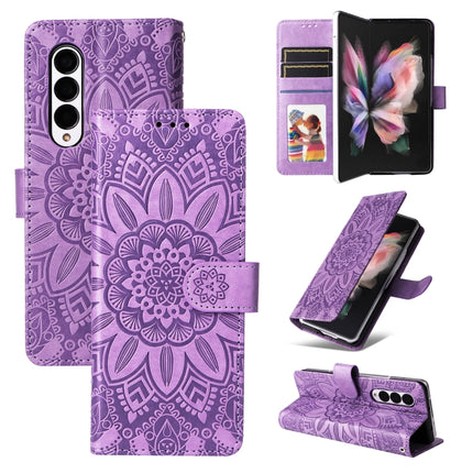 Embossed Sunflower Leather Phone Case, For Samsung Galaxy Z Fold3 5G, For Samsung Galaxy Z Fold4 5G, For Samsung Galaxy Z Flip3 5G, For Samsung Galaxy Z Flip4 5G