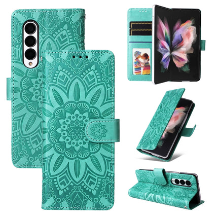 Embossed Sunflower Leather Phone Case, For Samsung Galaxy Z Fold3 5G, For Samsung Galaxy Z Fold4 5G, For Samsung Galaxy Z Flip3 5G, For Samsung Galaxy Z Flip4 5G