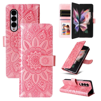 Embossed Sunflower Leather Phone Case, For Samsung Galaxy Z Fold3 5G, For Samsung Galaxy Z Fold4 5G, For Samsung Galaxy Z Flip3 5G, For Samsung Galaxy Z Flip4 5G
