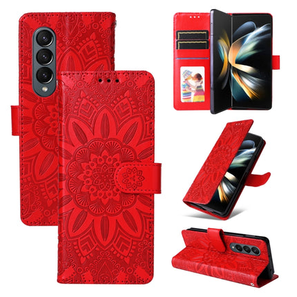 Embossed Sunflower Leather Phone Case, For Samsung Galaxy Z Fold3 5G, For Samsung Galaxy Z Fold4 5G, For Samsung Galaxy Z Flip3 5G, For Samsung Galaxy Z Flip4 5G