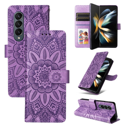 Embossed Sunflower Leather Phone Case, For Samsung Galaxy Z Fold3 5G, For Samsung Galaxy Z Fold4 5G, For Samsung Galaxy Z Flip3 5G, For Samsung Galaxy Z Flip4 5G