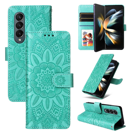 Embossed Sunflower Leather Phone Case, For Samsung Galaxy Z Fold3 5G, For Samsung Galaxy Z Fold4 5G, For Samsung Galaxy Z Flip3 5G, For Samsung Galaxy Z Flip4 5G