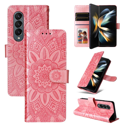Embossed Sunflower Leather Phone Case, For Samsung Galaxy Z Fold3 5G, For Samsung Galaxy Z Fold4 5G, For Samsung Galaxy Z Flip3 5G, For Samsung Galaxy Z Flip4 5G