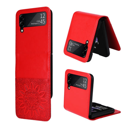 Embossed Sunflower Leather Phone Case, For Samsung Galaxy Z Fold3 5G, For Samsung Galaxy Z Fold4 5G, For Samsung Galaxy Z Flip3 5G, For Samsung Galaxy Z Flip4 5G