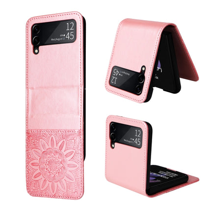 Embossed Sunflower Leather Phone Case, For Samsung Galaxy Z Fold3 5G, For Samsung Galaxy Z Fold4 5G, For Samsung Galaxy Z Flip3 5G, For Samsung Galaxy Z Flip4 5G