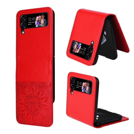 Embossed Sunflower Leather Phone Case, For Samsung Galaxy Z Fold3 5G, For Samsung Galaxy Z Fold4 5G, For Samsung Galaxy Z Flip3 5G, For Samsung Galaxy Z Flip4 5G