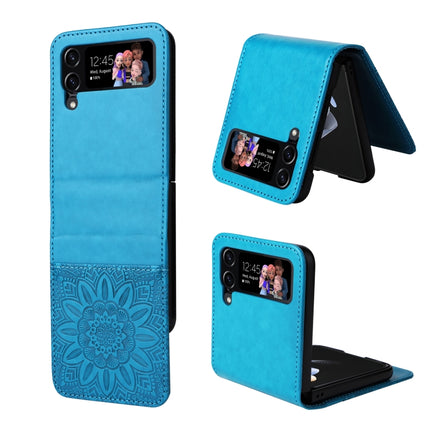 Embossed Sunflower Leather Phone Case, For Samsung Galaxy Z Fold3 5G, For Samsung Galaxy Z Fold4 5G, For Samsung Galaxy Z Flip3 5G, For Samsung Galaxy Z Flip4 5G