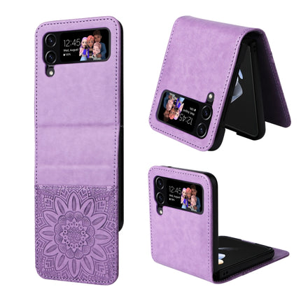 Embossed Sunflower Leather Phone Case, For Samsung Galaxy Z Fold3 5G, For Samsung Galaxy Z Fold4 5G, For Samsung Galaxy Z Flip3 5G, For Samsung Galaxy Z Flip4 5G