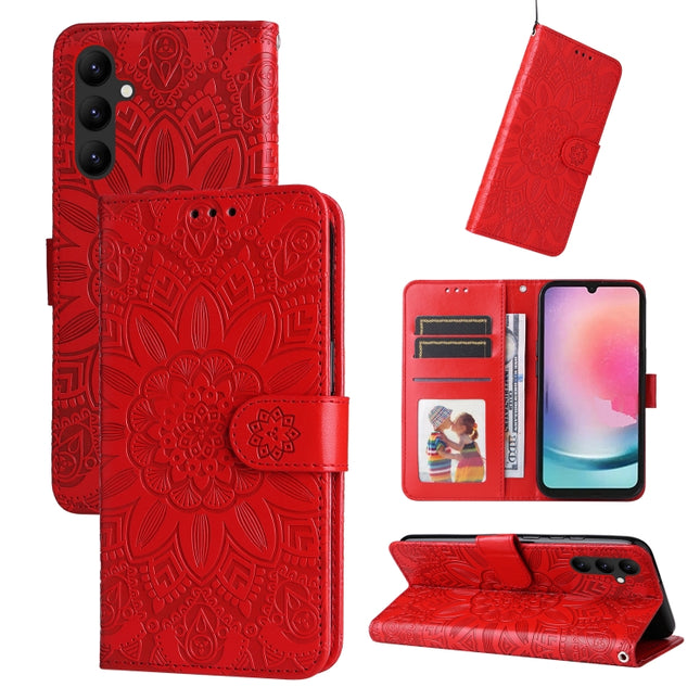 Embossed Sunflower Leather Phone Case, For Samsung Galaxy A24 4G, For Honor X7a, For Honor X8a, For Honor X9a/X40 5G/Magic5 Lite