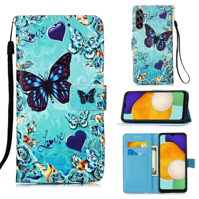 Colored Drawing Pattern Plain Weave Leather Phone Case, For Samsung Galaxy A34 5G, For Samsung Galaxy A54 5G