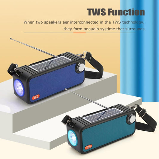 T&amp;G TG637 Tragbarer, solarbetriebener, kabelloser Bluetooth-Lautsprecher für den Außenbereich mit FM/Taschenlampe/TF-Kartensteckplatz, TG637