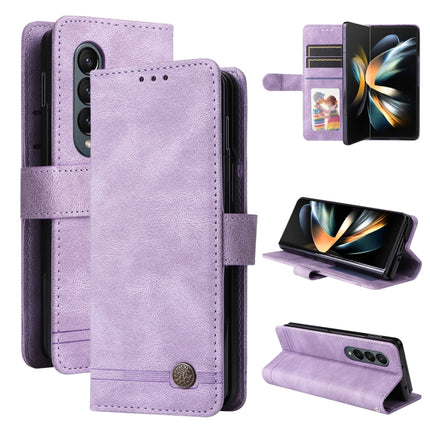 Skin Feel Life Tree Metal Button Leather Phone Case, For Samsung Galaxy Z Fold3 5G, For Samsung Galaxy Z Fold4 5G, For Samsung Galaxy Z Flip3 5G, For Samsung Galaxy Z Flip4 5G
